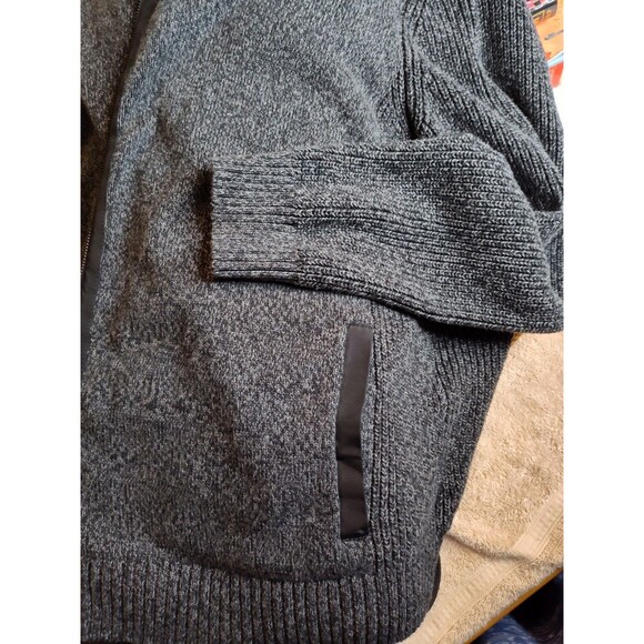 Daniel Hechter Paris Sweater Mens XXL Cardigan Front Zipper Black Gray Pockets - Picture 5 of 8
